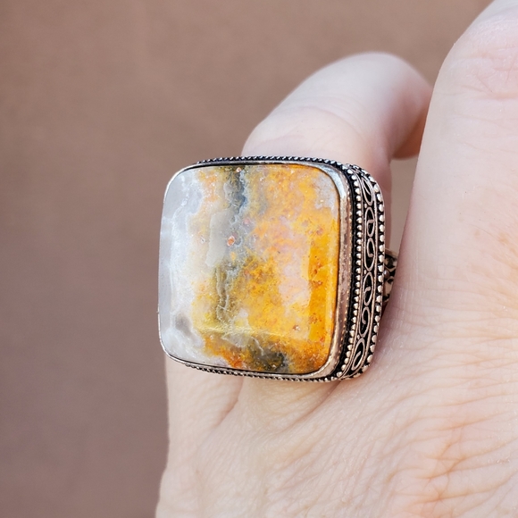 New Huge Bumblebee Jasper 925 Silver Ring. - Picture 12 of 15